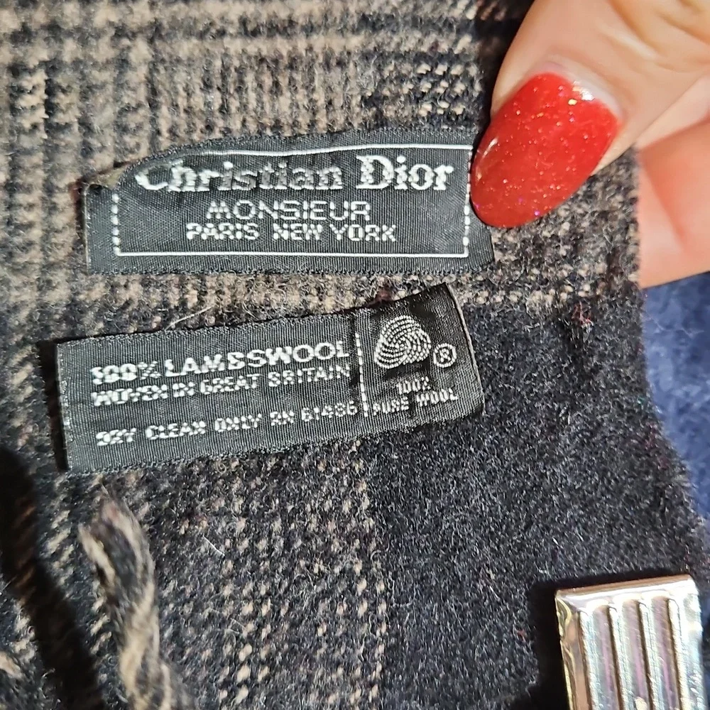 Vintage Christian Dior Black and Grey Scarf